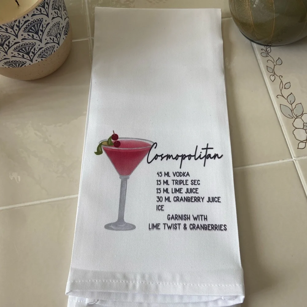 4/$15 ❤️ Cosmopolitan Cocktail Kitchen Towel